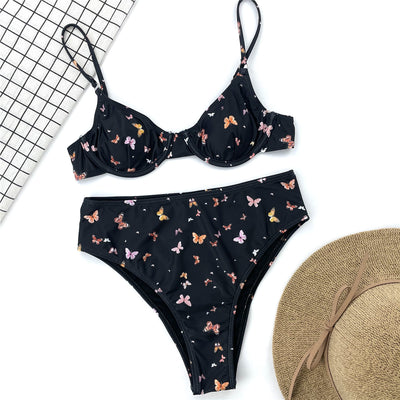 Bikini Talle Alto con Estampado de Mariposas y Aros de Soporte - Image 7