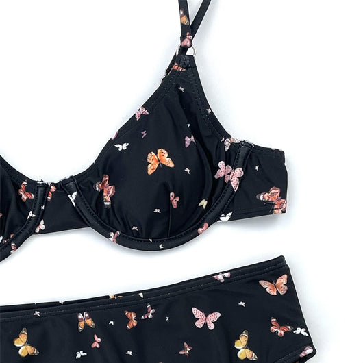 Bikini Talle Alto con Estampado de Mariposas y Aros de Soporte - Image 10