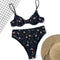 Bikini Talle Alto con Estampado de Mariposas y Aros de Soporte
