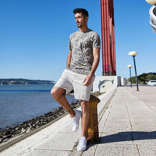 Playera Casual de Hombre con Estampado Floral Cuello Redondo - Image 2