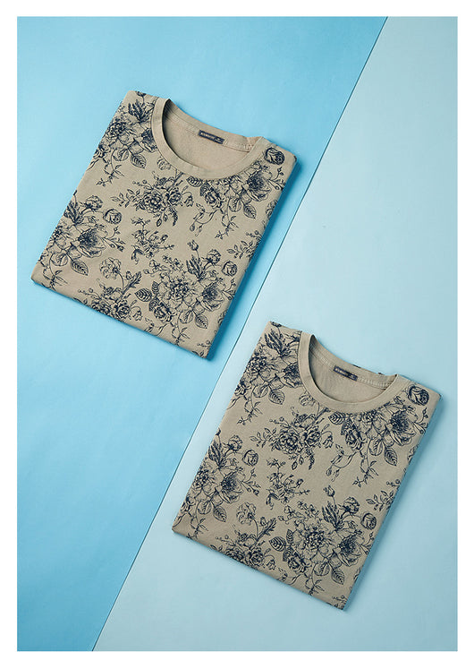 Playera Casual de Hombre con Estampado Floral Cuello Redondo - Image 4