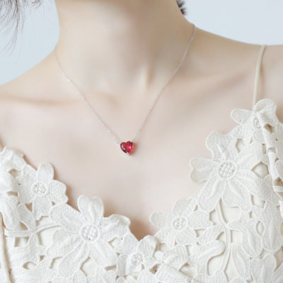 Collar Gargantilla de Plata 925 Corazón Rojo Cristal - Joyería Fina para Mujer - Image 4