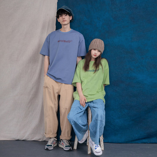 Camiseta Suelta Estilo Hong Kong para Parejas - 19 Colores, Cuello Redondo, Manga Corta