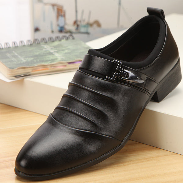Zapatos de Boda Negros Estilo Coreano Punta Afilada para Hombre