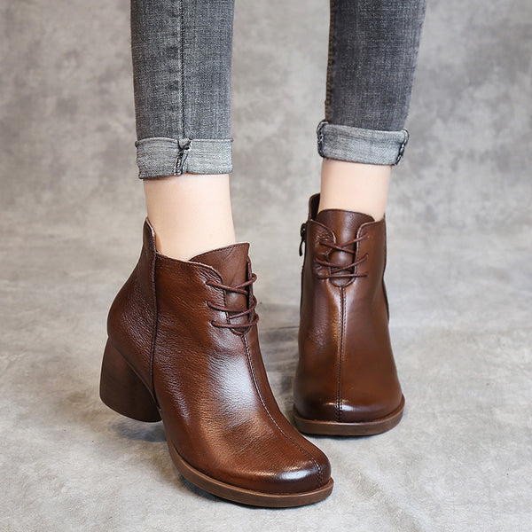 Botas Martin de Cuero para Mujer con Tacón Grueso Cómodo y Elegante