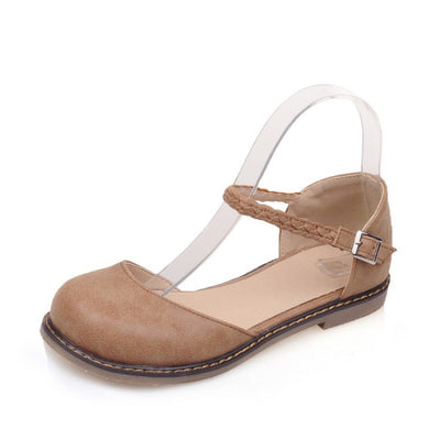 Sandalias Planas con Hebilla Hueca y Punta Redonda para Mujer - Image 7