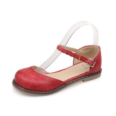 Sandalias Planas con Hebilla Hueca y Punta Redonda para Mujer - Image 5