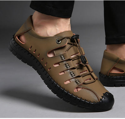 Sandalias Casuales de Cuero Baotou con Perforaciones - Image 10