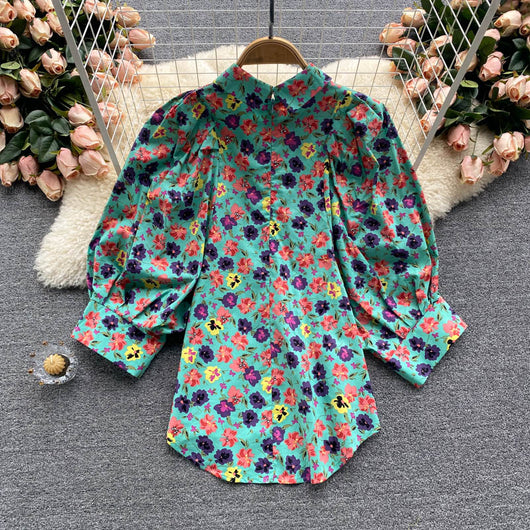 Blusa Floral Suelta con Mangas Abullonadas - Diseño Exclusivo para Mujer - Image 8