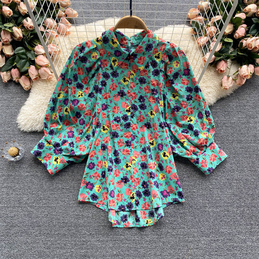 Blusa Floral Suelta con Mangas Abullonadas - Diseño Exclusivo para Mujer - Image 3