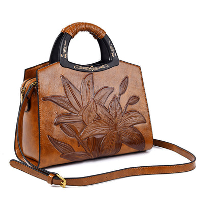 Bolso Grande de Cuero Puro con Textura Retro - Elegancia Sofisticada - Image 11