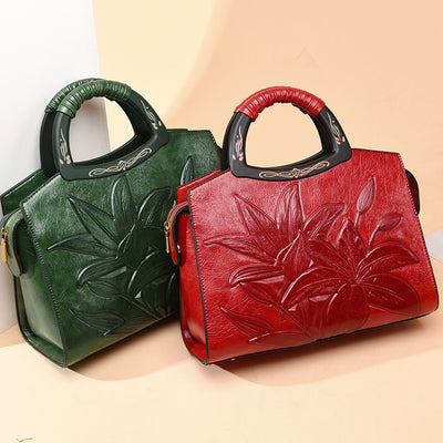Bolso Grande de Cuero Puro con Textura Retro - Elegancia Sofisticada - Image 8