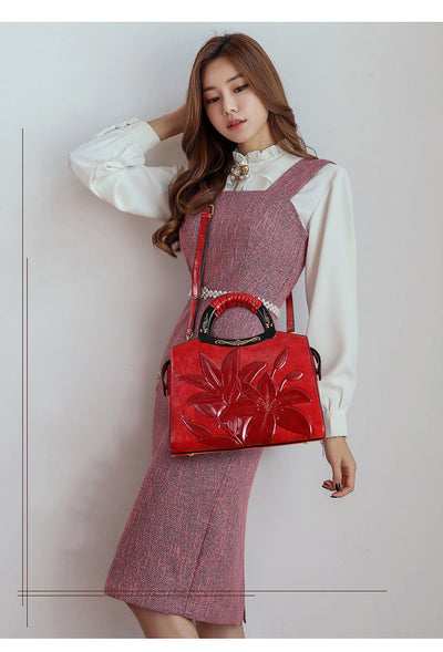 Bolso Grande de Cuero Puro con Textura Retro - Elegancia Sofisticada - Image 10