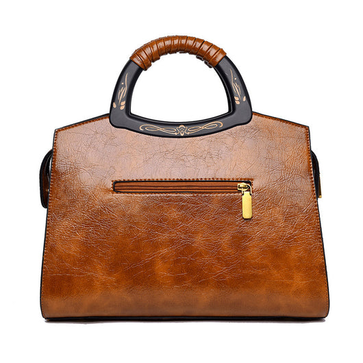 Bolso Grande de Cuero Puro con Textura Retro - Elegancia Sofisticada - Image 12