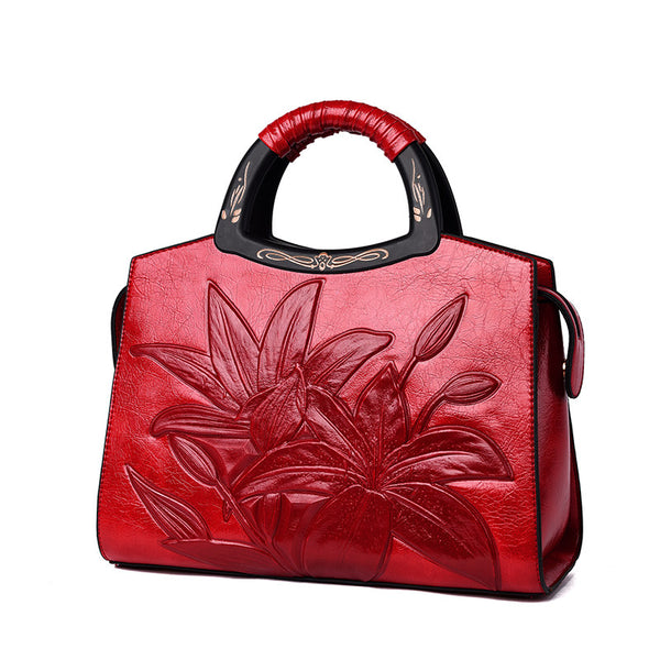 Bolso Grande de Cuero Puro con Textura Retro - Elegancia Sofisticada
