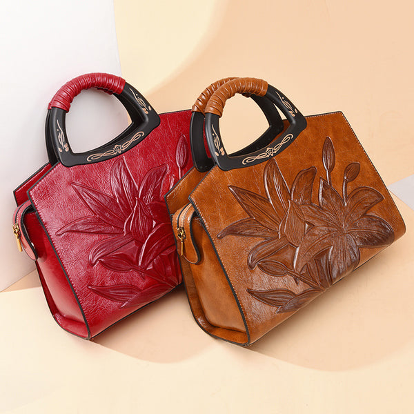Bolso Grande de Cuero Puro con Textura Retro - Elegancia Sofisticada