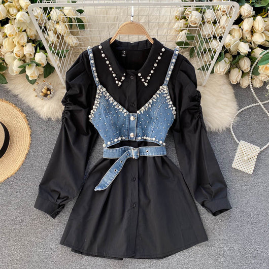 Blusa Elegante Estilo Hong Kong con Cuentas Decorativas y Chaleco Apilable - Image 5