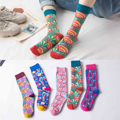 Calcetines Altos de Algodón 100% para Mujer - Estilo Urbano Hip Hop Otoño Invierno