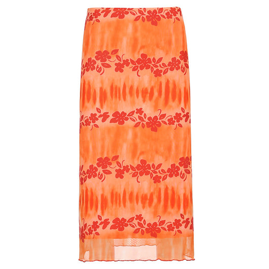 Falda Midi Floral Talle Alto con Contraste de Estampado - Image 11