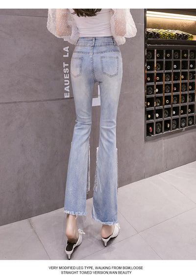 Pantalones Slim Cintura Alta con Cuentas y Borlas Estilo Ulzzang - Image 16