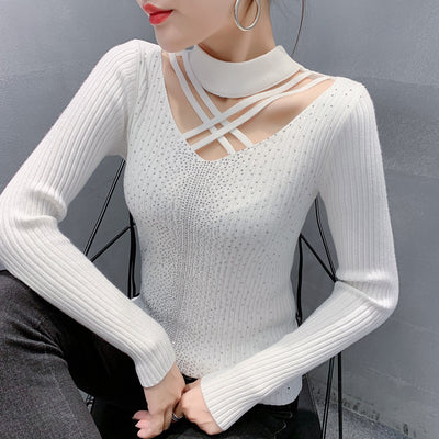 Blusa Tejida Cuello Alto Diseño Exclusivo
