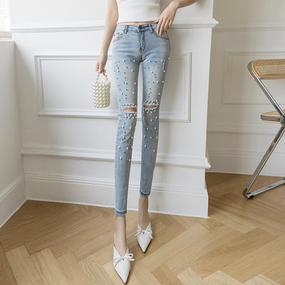 Pantalón Lápiz Cropped Talle Alto Retro con Detalles Perforados - Image 7