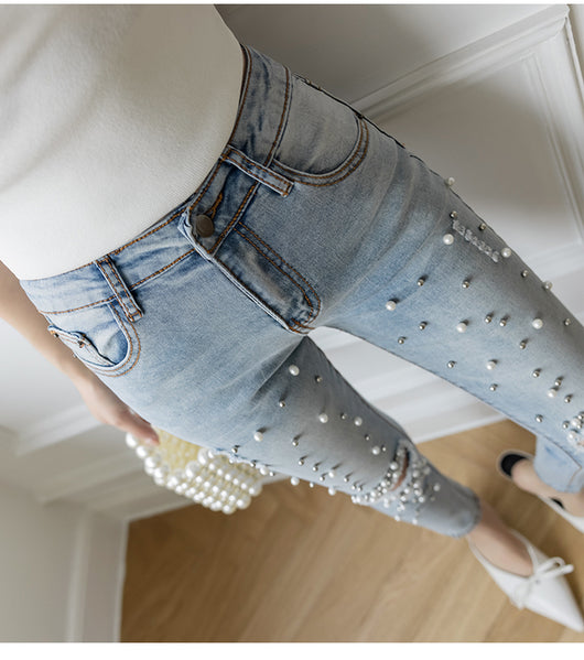 Pantalón Lápiz Cropped Talle Alto Retro con Detalles Perforados - Image 8