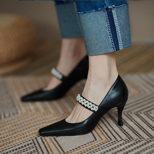 Zapatos de Tacón Alto Stiletto Punta Fina para Mujer en Cuero - Image 3