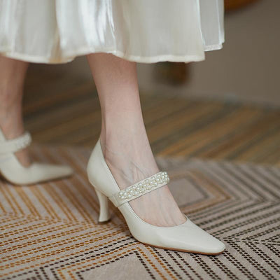 Zapatos de Tacón Alto Stiletto Punta Fina para Mujer en Cuero