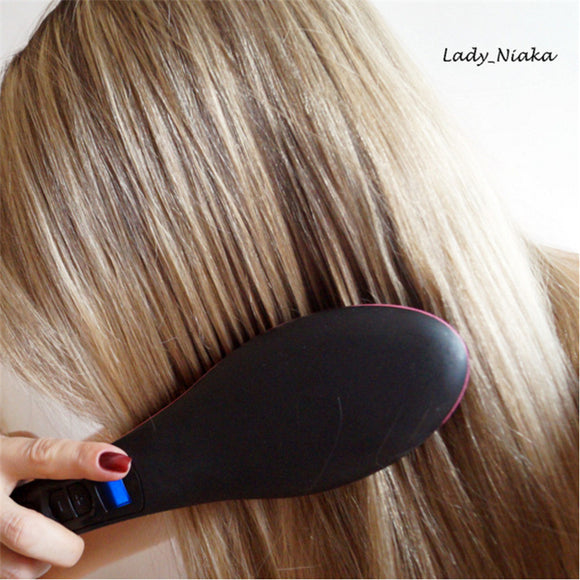 Peine Alisador Eléctrico con Iones Negativos - Cabello Liso y Brillante