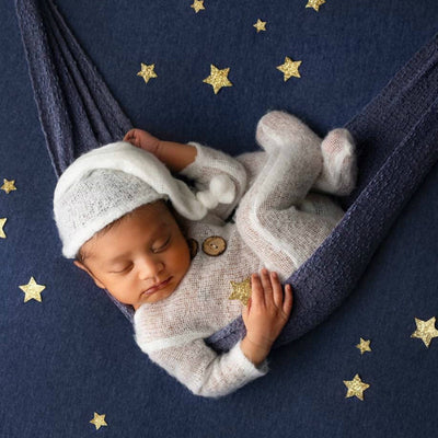 Conjunto de Fotografía para Recién Nacido: Enterizo de Mohair Tejido con Gorro Anudado