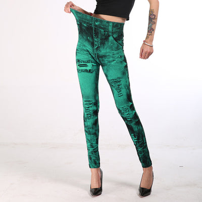Leggings Denim Rotos sin Costuras con Efecto Corset - Image 6