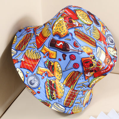 Gorro Pescador Reversible Estampado Burger & Fries - Protección Solar Unisex - Image 2