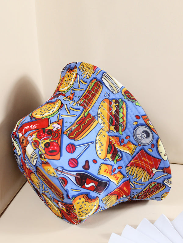 Gorro Pescador Reversible Estampado Burger & Fries - Protección Solar Unisex