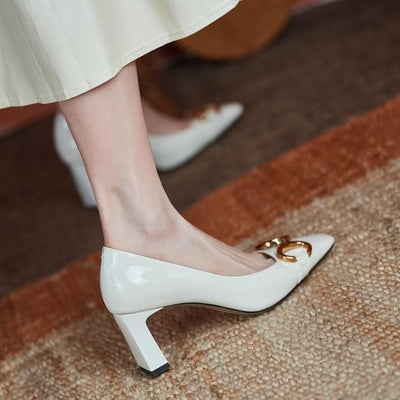 Zapatos de Tacón Alto Charol Cuadrado Estilo Ejecutiva - Diseño Retro Elegante - Image 8