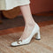 Zapatos de Tacón Alto Charol Cuadrado Estilo Ejecutiva - Diseño Retro Elegante