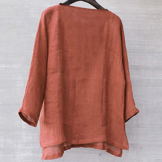 Camisa de Algodón y Lino con Cuello Mao - Image 10