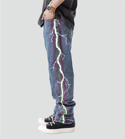Pantalones Jeans Holgados con Estampado Lateral Mid-Leg - Image 9