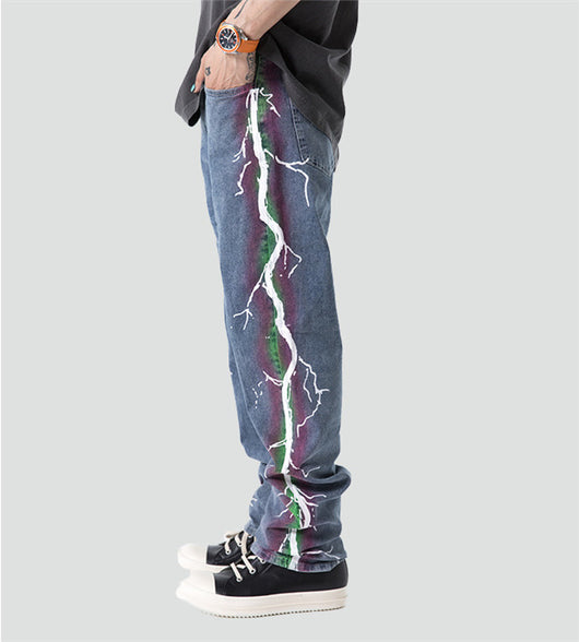 Pantalones Jeans Holgados con Estampado Lateral Mid-Leg - Image 9