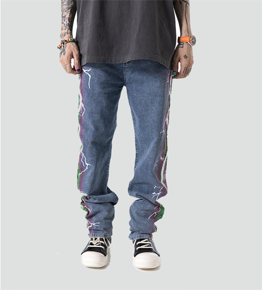 Pantalones Jeans Holgados con Estampado Lateral Mid-Leg - Image 12