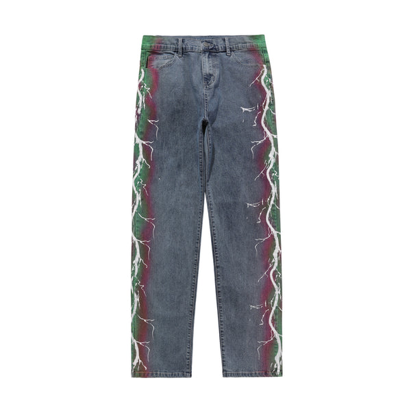 Pantalones Jeans Holgados con Estampado Lateral Mid-Leg