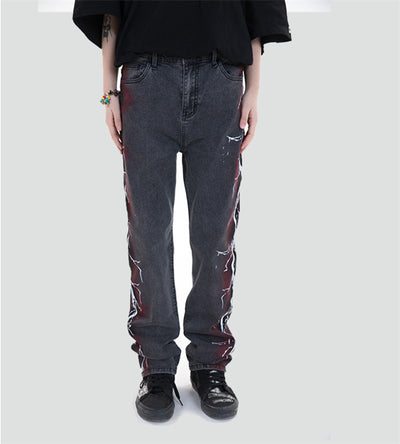 Pantalones Jeans Holgados con Estampado Lateral Mid-Leg - Image 4