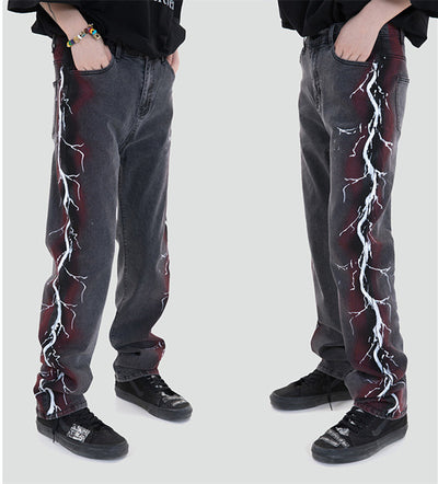 Pantalones Jeans Holgados con Estampado Lateral Mid-Leg - Image 6