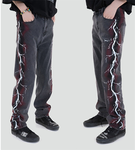 Pantalones Jeans Holgados con Estampado Lateral Mid-Leg - Image 6