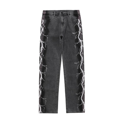 Pantalones Jeans Holgados con Estampado Lateral Mid-Leg - Image 2