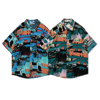 Camisa Floral Retro Unisex - Estilo Coreano Trendy para Parejas - Image 10