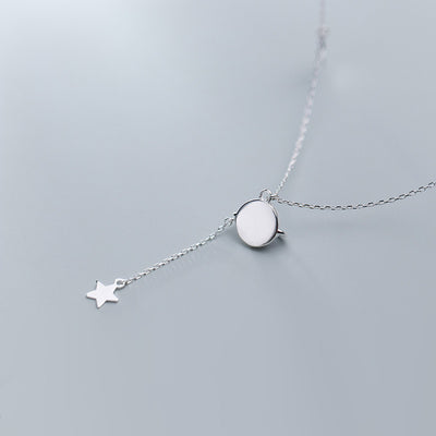 Collar de Plata S925 con Cianita Sintética - Diseño Planeta y Estrella - Image 7