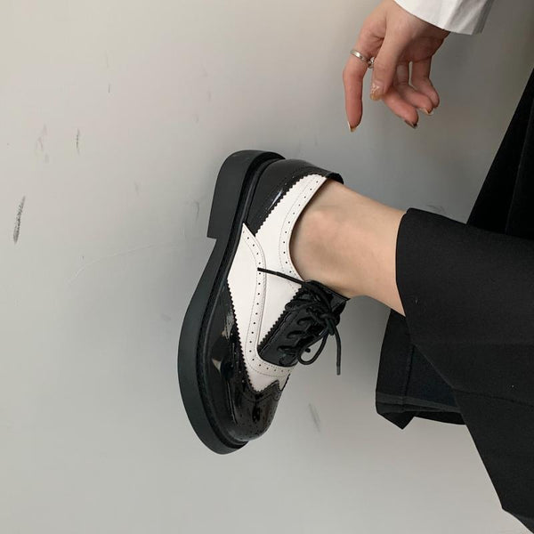 Zapatos Plataforma con Cordones y Combinación de Colores para Mujer