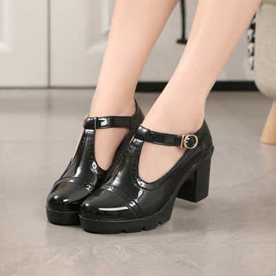 Zapatos de Tacón Grueso para Mujer - Cuero Cómodo Primavera Otoño - Image 4