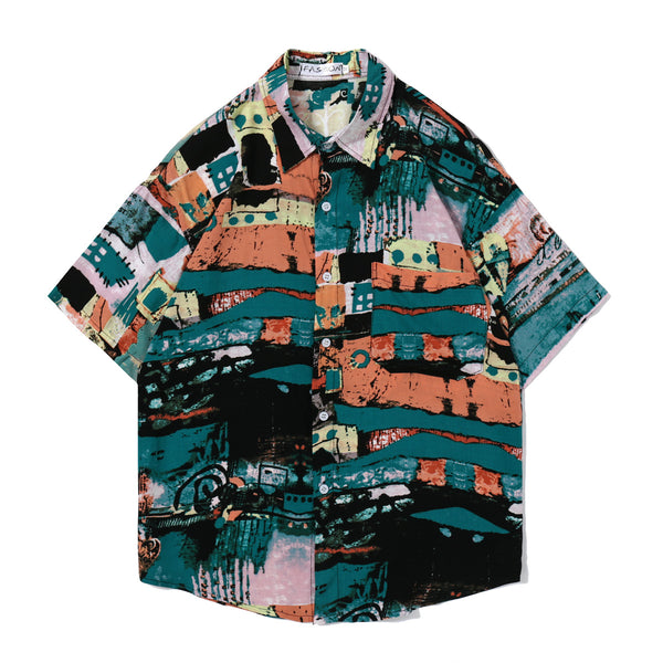 Camisa Floral Retro Unisex - Estilo Coreano Trendy para Parejas
